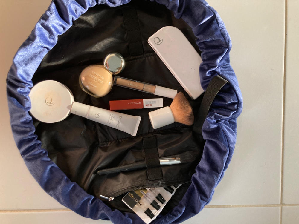 Deep Blue Velvet Full Size Flat Lay Makeup Bag - Customer Photo From Tracey Kilcoyne