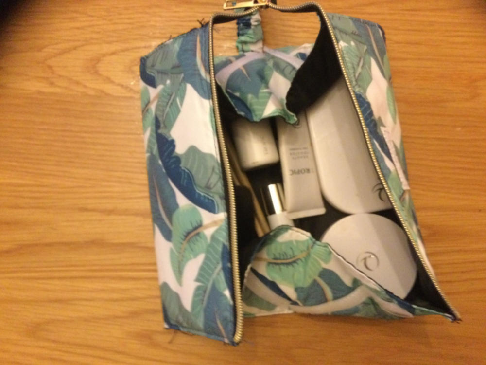 Tropical Leaves Open Flat Makeup Box Bag and Tray - Customer Photo From linda armstrong
