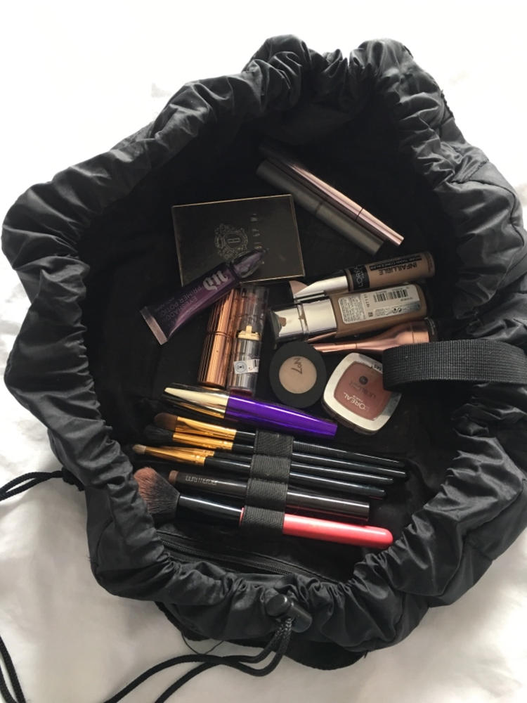 Mini Open Flat Makeup Bag Classic Black - Customer Photo From Beverly Rubin 