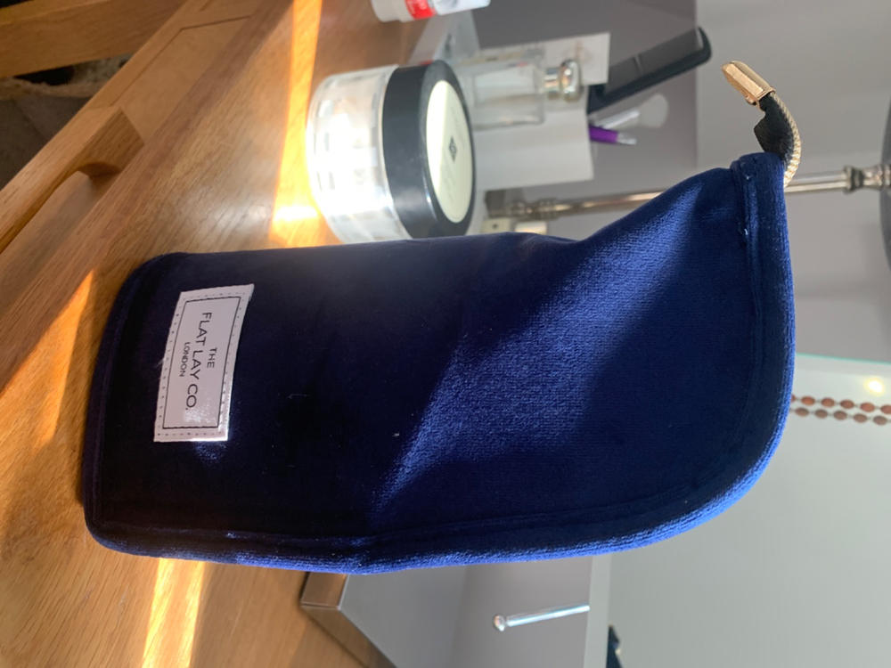 Deep Blue Velvet Standing Brush Case and Pot - Customer Photo From Angela Medd