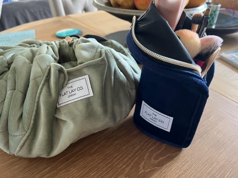 Sage Green Velvet Full Size Flat Lay Makeup Bag - Customer Photo From Sarah Edwards
