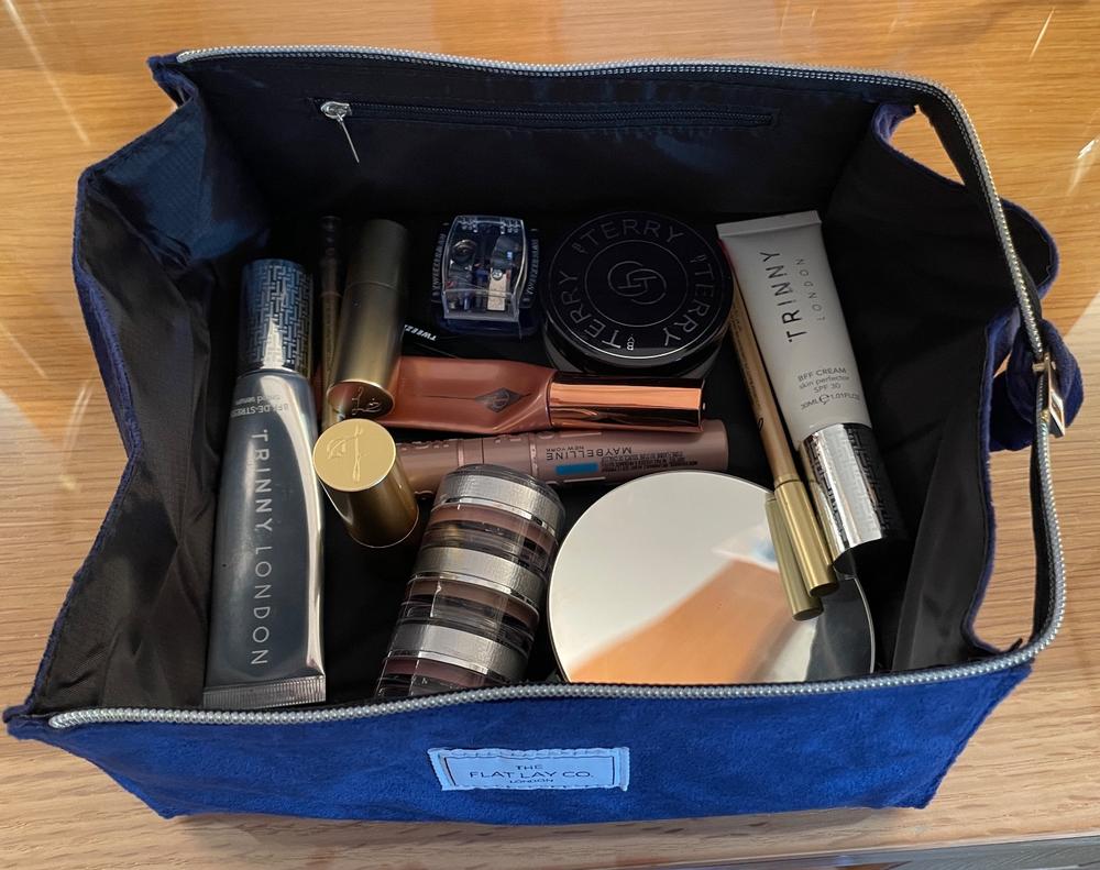Blue Velvet Open Flat Makeup Box Bag and Tray - Customer Photo From Lesley Jones