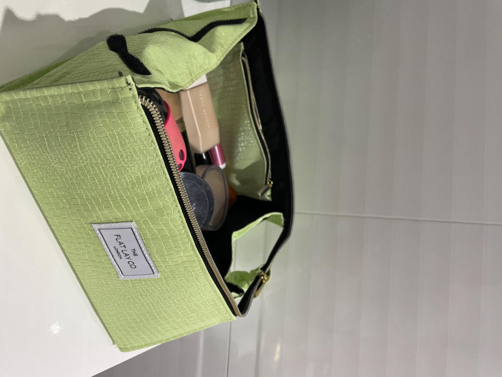 Green Croc Open Flat Makeup Box Bag and Tray - Customer Photo From Claire Rankin