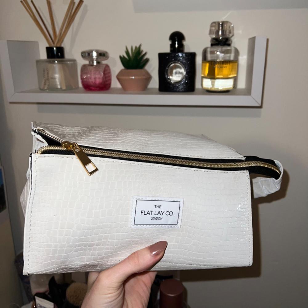 White Croc Open Flat Makeup Box Bag and Tray - Customer Photo From Sammy Turner