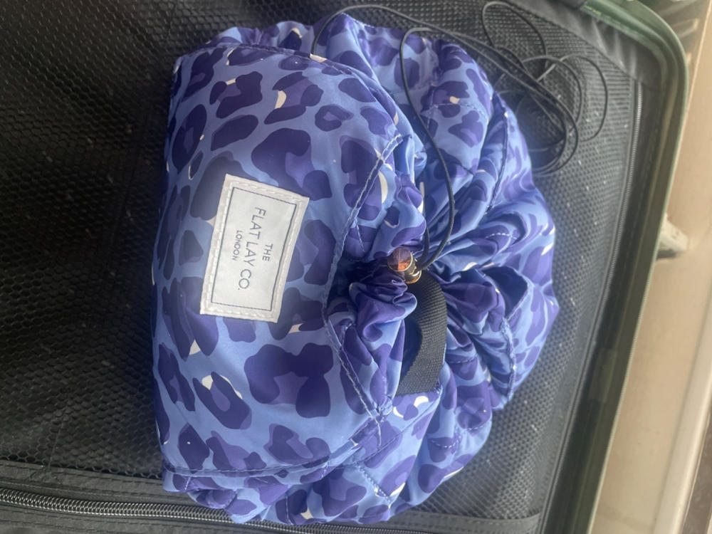 Blue Leopard Full Size Flat Lay Makeup Bag - Customer Photo From Siri Tell