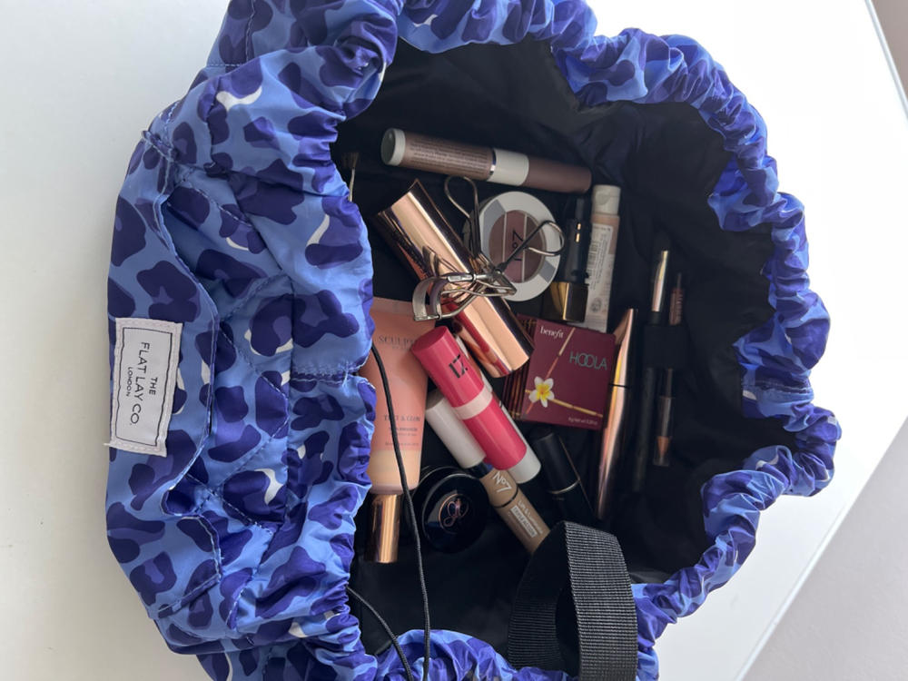 Drawstring Flat Lay Makeup Bag - Blue Leopard - Customer Photo From Haidee Shead