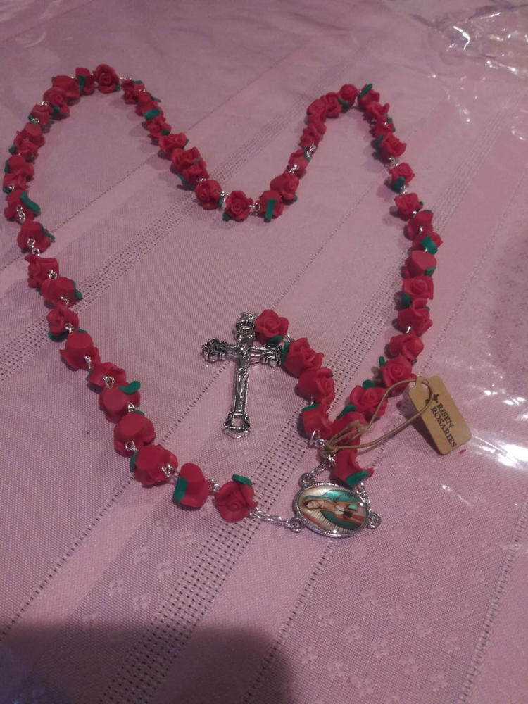 Red Rose Garden Rosary with Free Rosary Pouch by Risen Rosaries - Customer Photo From Ariadna Avina