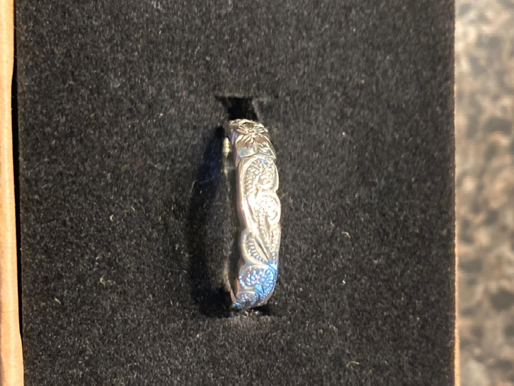 Hawaiian Ring - Hand Engraved Sterling Silver Barrel Ring (4mm - 10mm width, Barrel style) - Customer Photo From Chad Vollman