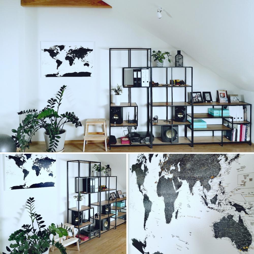 Pasaulio žemėlapis ant drobės - Juodas/baltas (Detalus) - Vidutinis (100×70 cm) €117 - Customer Photo From Jurgita M.