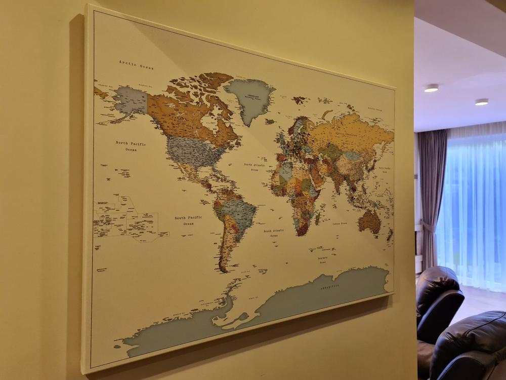 Pasaulio žemėlapis su smeigtukais - Margaspalvis (Detalus) - Vidutinis (100×70 cm) €117 - Customer Photo From Ingrida Sidorčuk