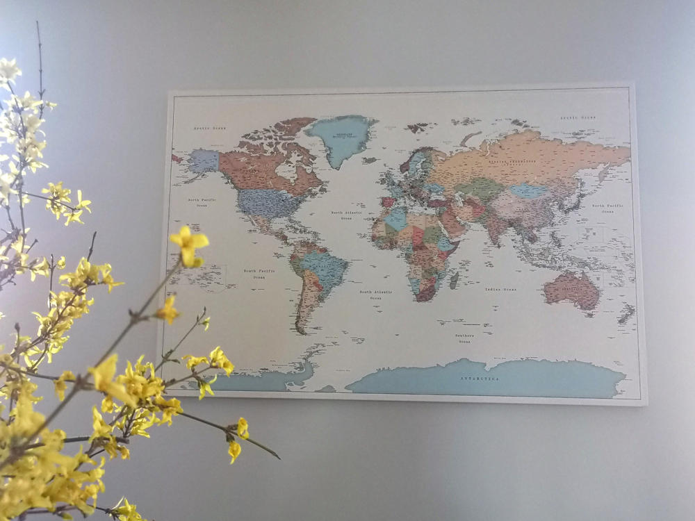 Pasaulio žemėlapis su smeigtukais - Margaspalvis (Detalus) - Didelis (120x80 cm) €157 - Customer Photo From Šarūnė Zaveckaitė