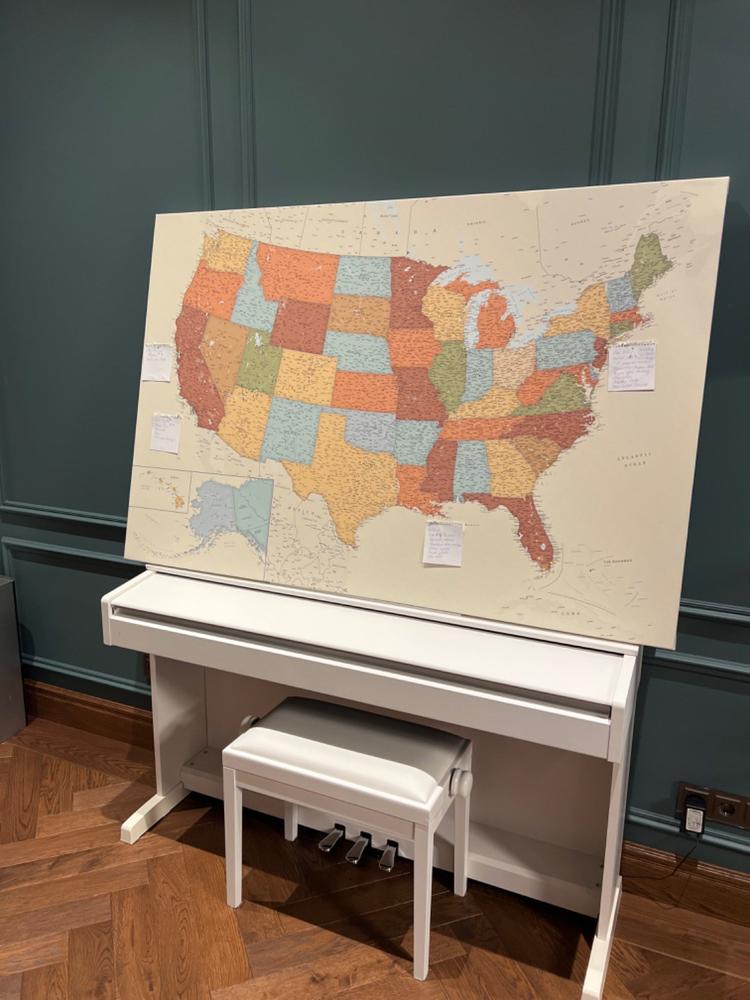 JAV žemėlapis su smeigtukais - Margaspalvis (Detalus) - Didžiausias (150×100 cm) €199 - Customer Photo From Audrius Piktys