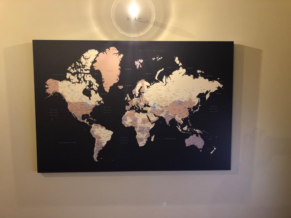 Pasaulio žemėlapis su smeigtukais - Violetinis - Didelis (120x80 cm) €157 - Customer Photo From Šarūnas Paulaitis