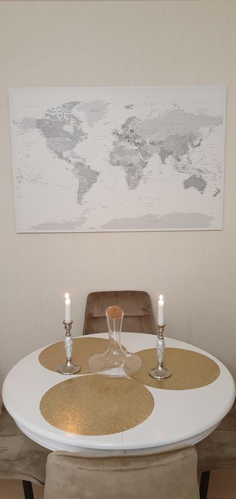 Pasaulio žemėlapis su smeigtukais - Pilkas (Detalus) - Didelis (120x80 cm) €157 - Customer Photo From Egidijus Žemlauskas