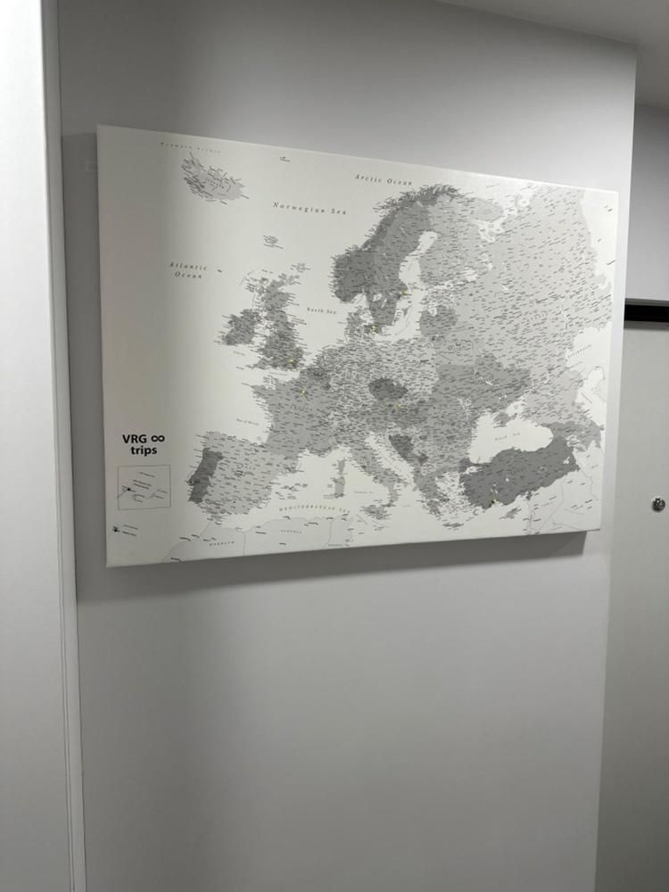 Europos žemėlapis su smeigtukais – Pilkas baltas - Customer Photo From Rasa Gotautė