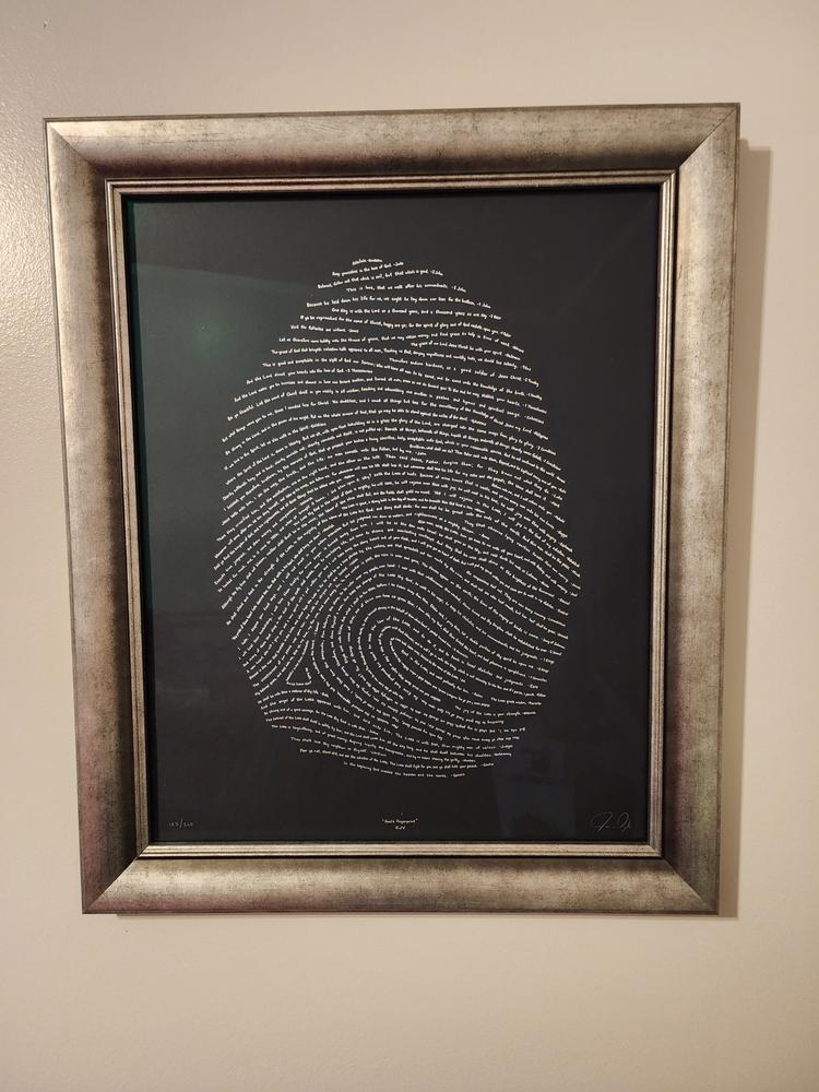 Illuminated Fingerprint - Silver on Black (Limited Edition) - Customer Photo From Sharon C