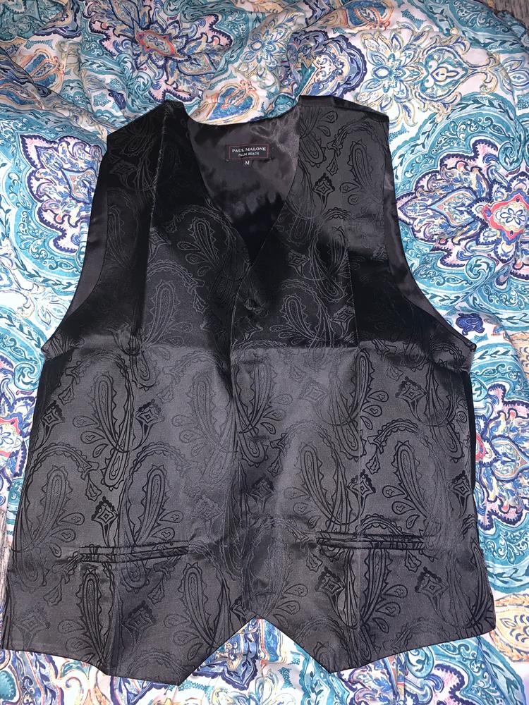 Black Paisley Tuxedo Vest and Accessories - Customer Photo From Hunter N.