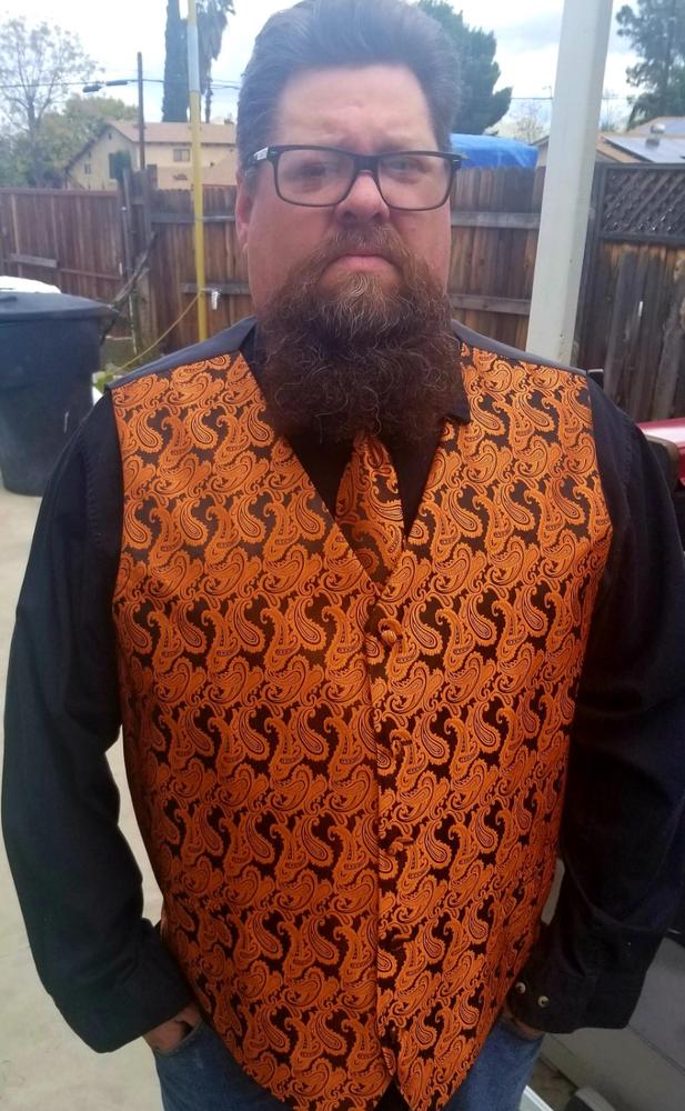 Black and Bronze Tuxedo Vest Set - Customer Photo From Mike Ponitz
