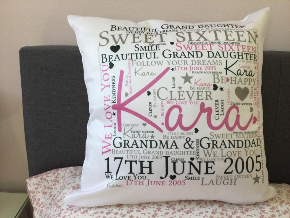Personalised Grand Daughter Word Art Cushion. - Customer Photo From Janis French