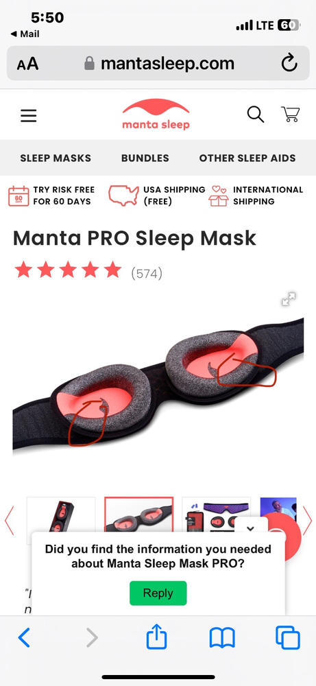 Manta Sleep Mask PRO - Customer Photo From Alcent Chan