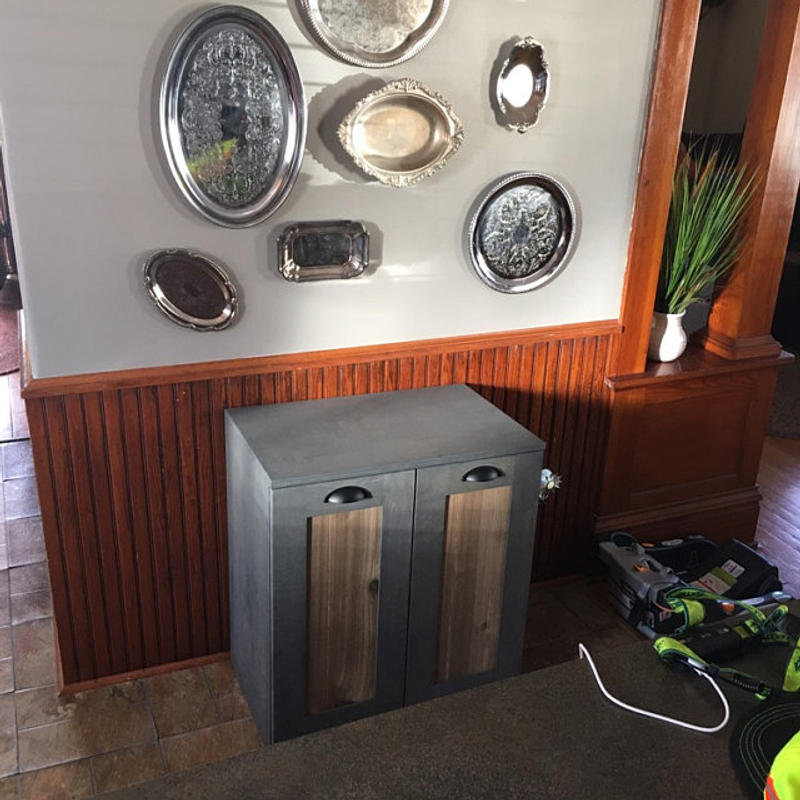 tilt out trash bin double slim style blue Lovemade14