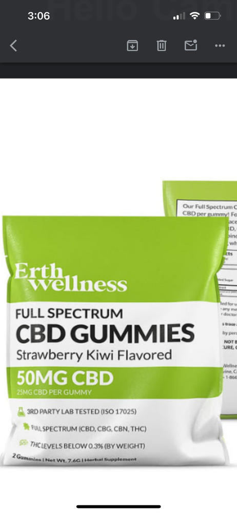 Full Spectrum RELIEF Gummies - Vegan - Strawberry Kiwi - 50mg (Sample Size) - Customer Photo From Anonymous