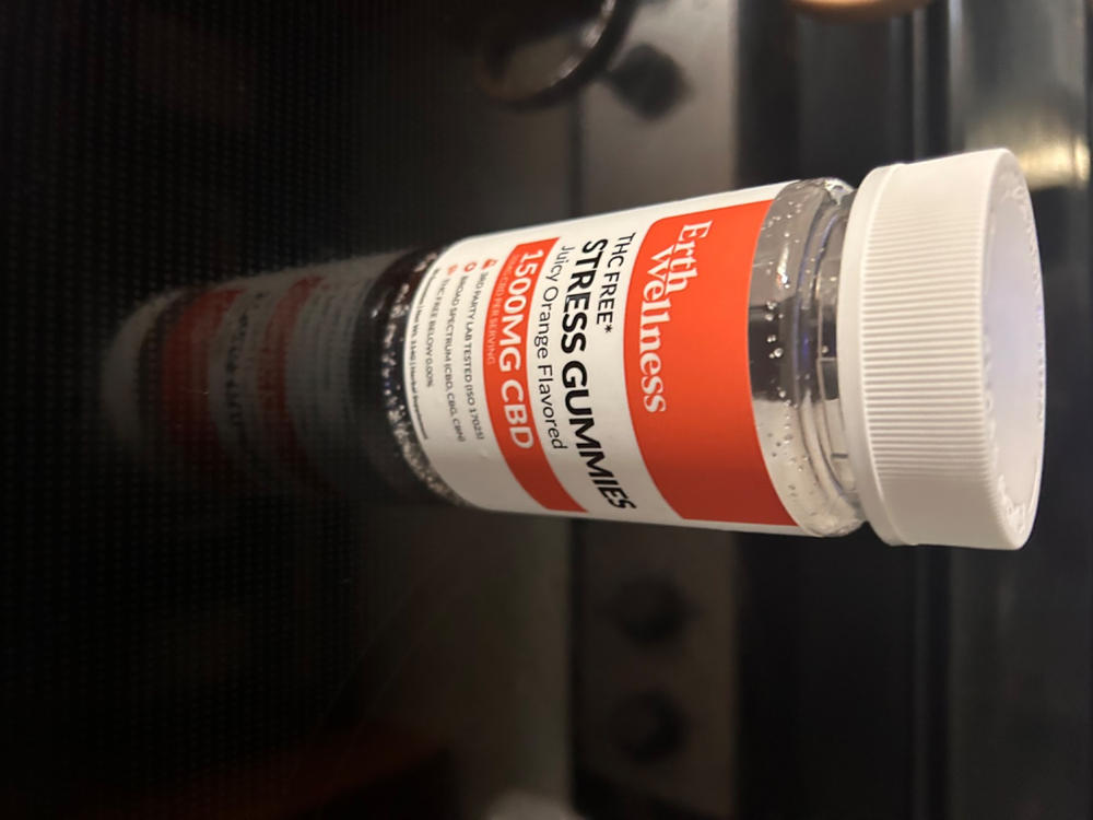 THC Free STRESS Gummies - Vegan - Juicy Orange - 50mg (Sample Size) - Customer Photo From Katie Weekley