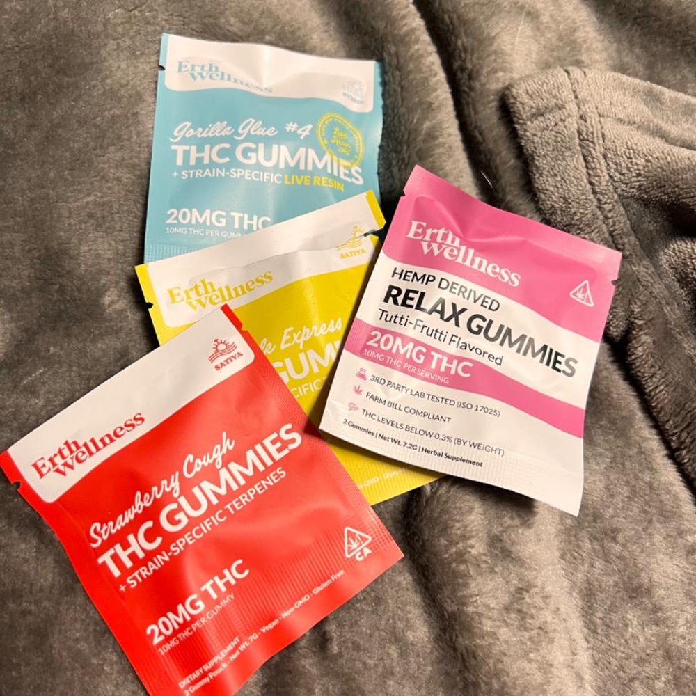 RELAX Δ9 THC Gummies - Vegan - Tutti Frutti - 20mg (Sample Size) - Customer Photo From Jean Kassay