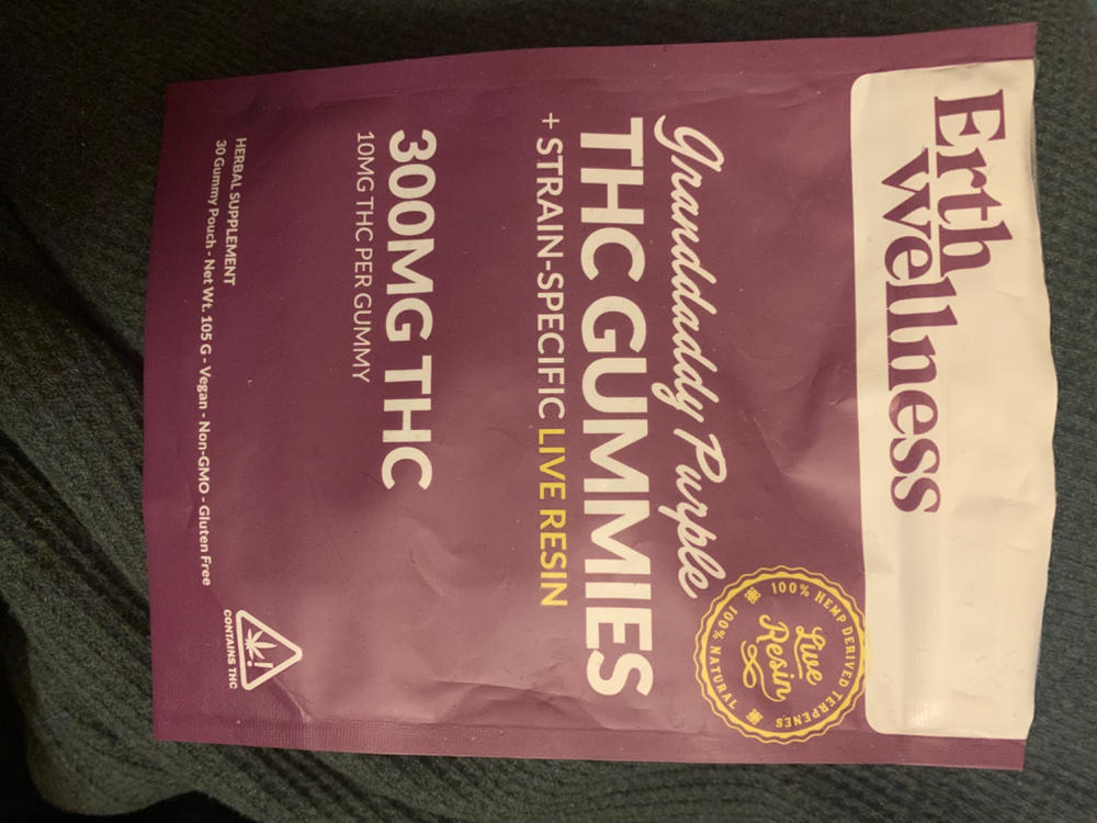Δ9 THC Gummies - Granddaddy Purple - Live Resin (Indica) - 300mg - Customer Photo From Anonymous