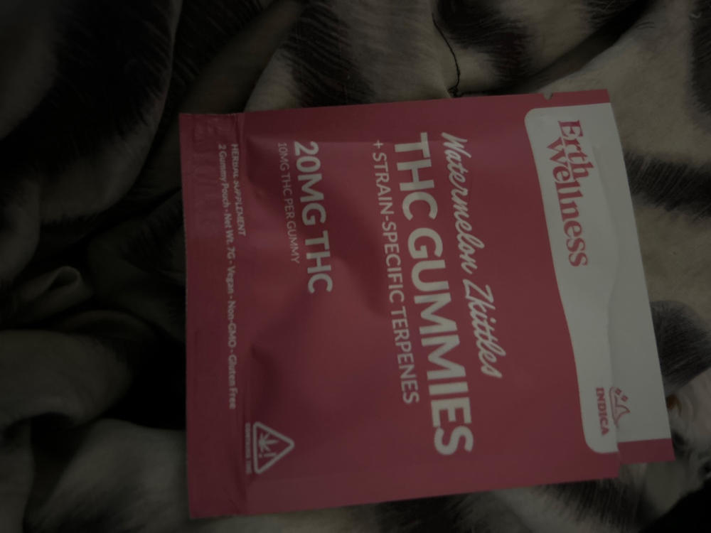 Δ9 THC Gummies - Watermelon Zkittles - Strain Specific (Indica) - 20mg (Sample Size) - Customer Photo From Alicia Sweet