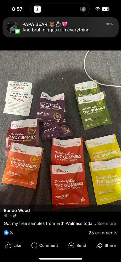 Δ9 THC Gummies - Granddaddy Purple - Live Resin (Indica) - 20mg (Sample Sizes) - Customer Photo From Dominique Rodriguez