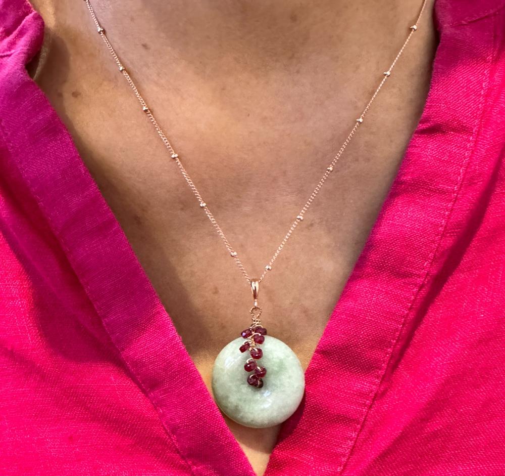 Jade with Ruby Vine Necklace - Customer Photo From Clara Grace Ho