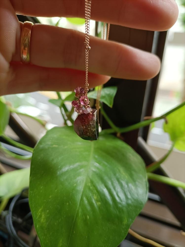 Tourmaline Nugget with Spinel Cluster Necklace - TNN1 - Customer Photo From Tanya Lai