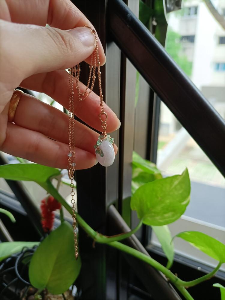 Lavender Jade with Emerald Vine Necklace - VLJV4 - Customer Photo From Tanya Lai