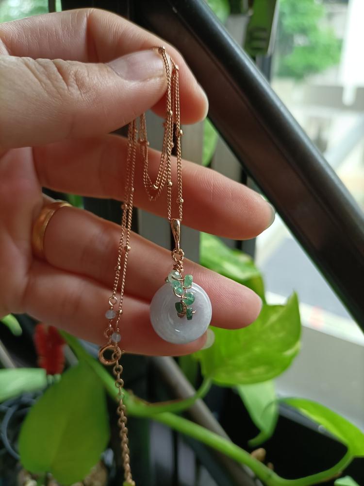 Lavender Jade with Emerald Vine Necklace - VLJV4 - Customer Photo From Tanya Lai