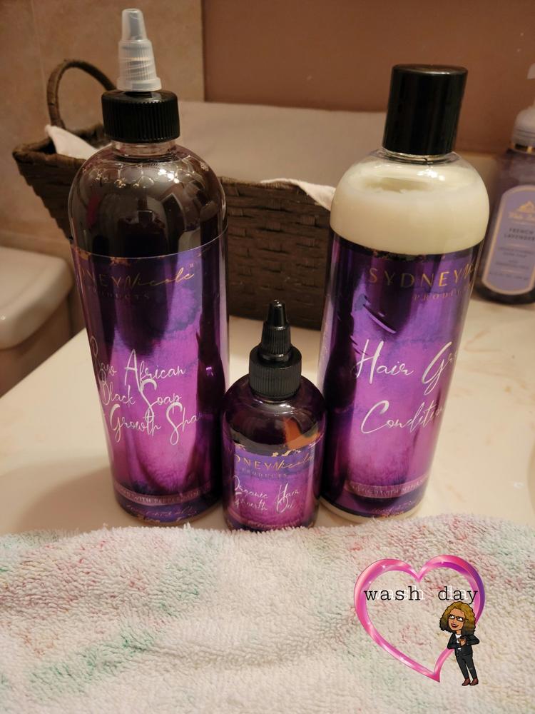 Trio Set: African Black Soap Hair Growth Shampoo, Hair Growth Oil, and Hair Growth Conditioner - Customer Photo From Kathy Summers