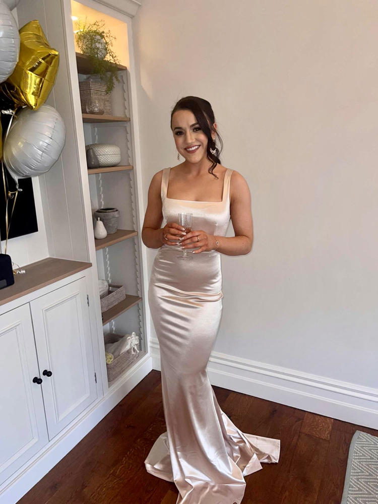 Myra Square Neck Gown | Champagne - Customer Photo From Rachel K.