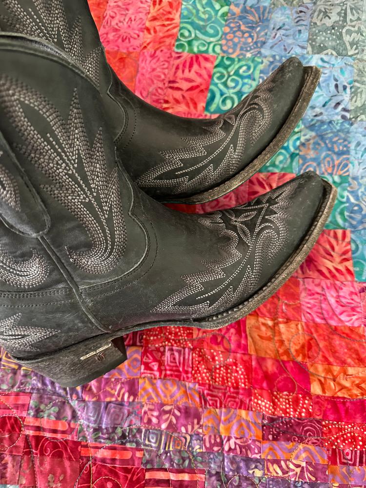 Lexington Bootie - Distressed Jet Black - Customer Photo From Christina 