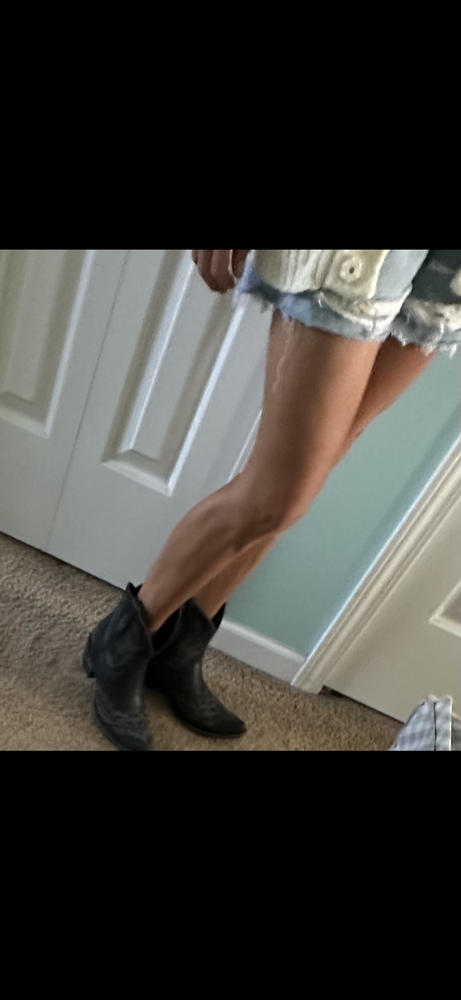 Lexington Bootie - Distressed Jet Black - Customer Photo From Christina 