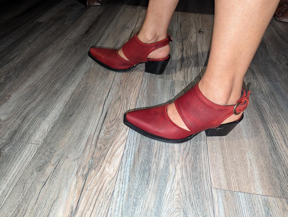 Plain Robin Mule - Smoldering Ruby - Customer Photo From Maria Rivera 