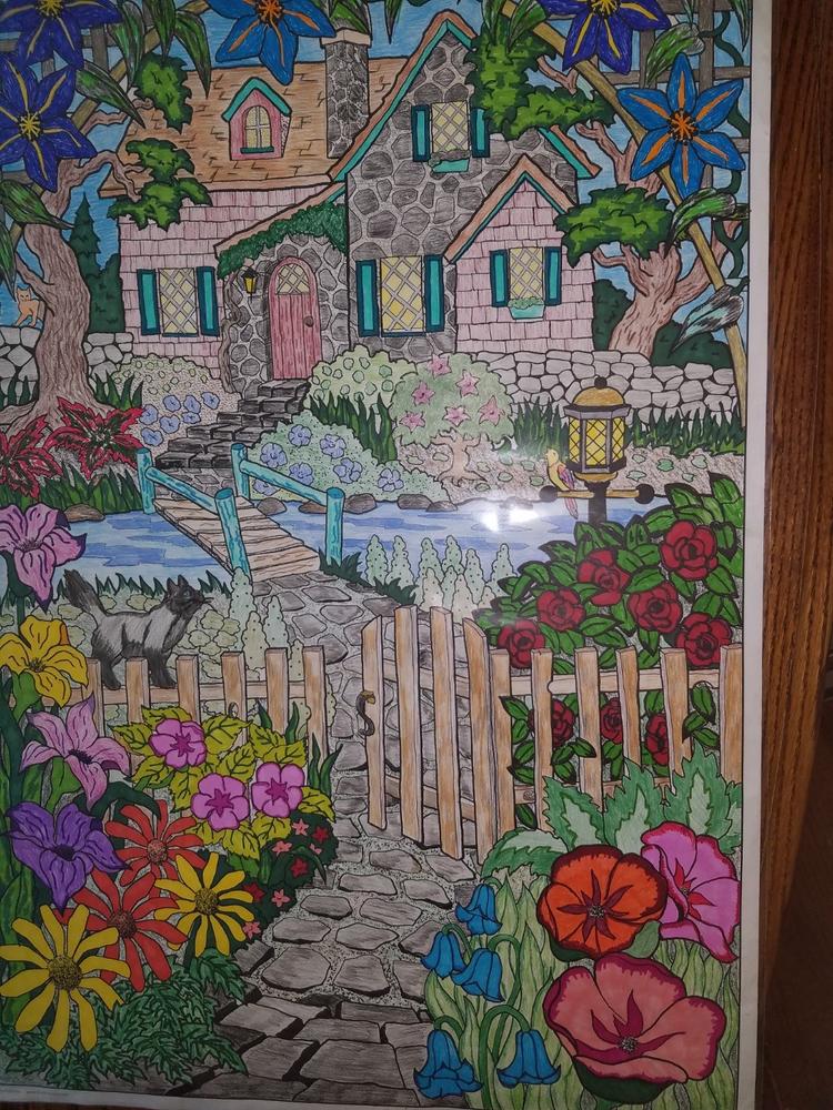 Giant Coloring Posters - Hidden Cottage - Line Art
