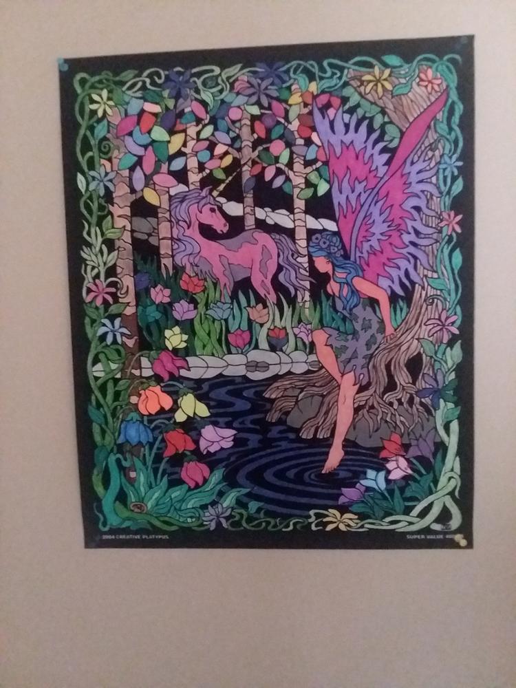 Unicorn Bridge - Large 16x20 Inch Fuzzy Velvet Coloring Poster