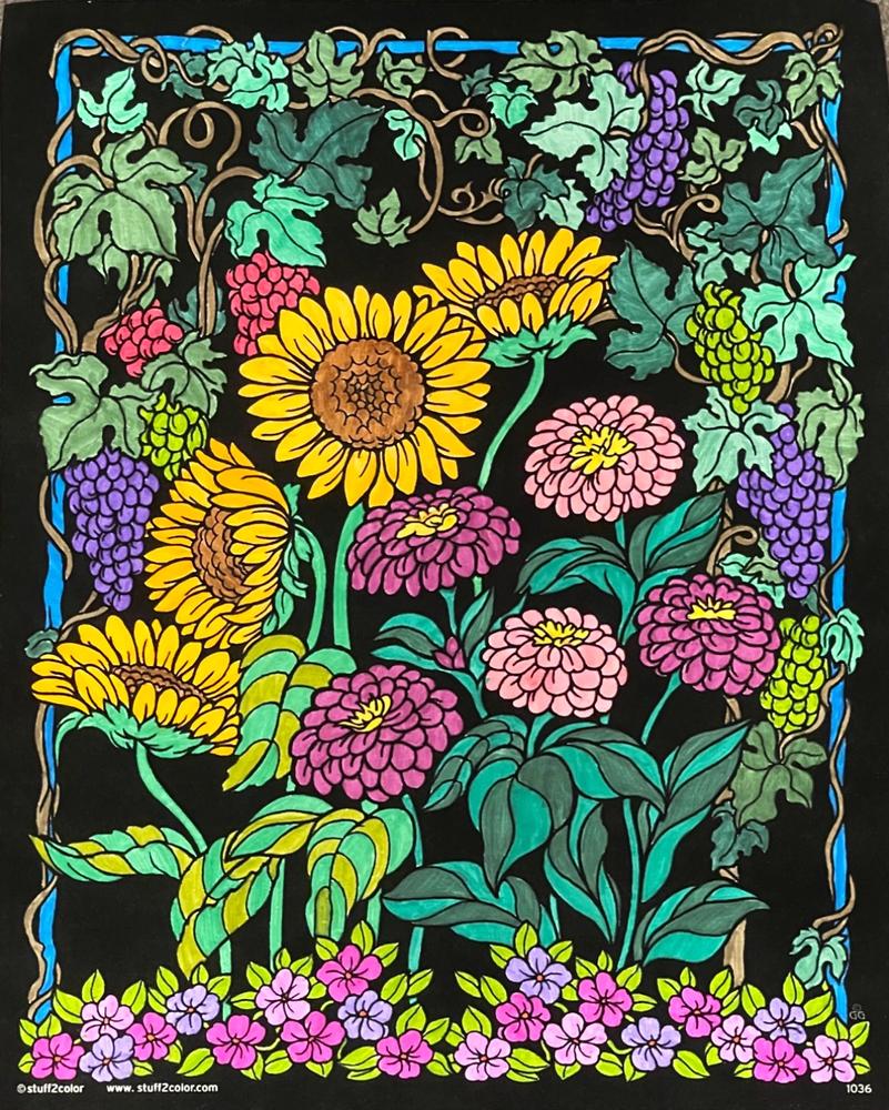 Sunflower Garden - Velvet Coloring Poster