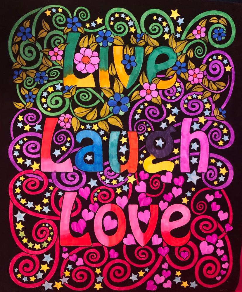 Live Laugh Love Fuzzy Velvet Coloring Poster by Stuff2Color P1053