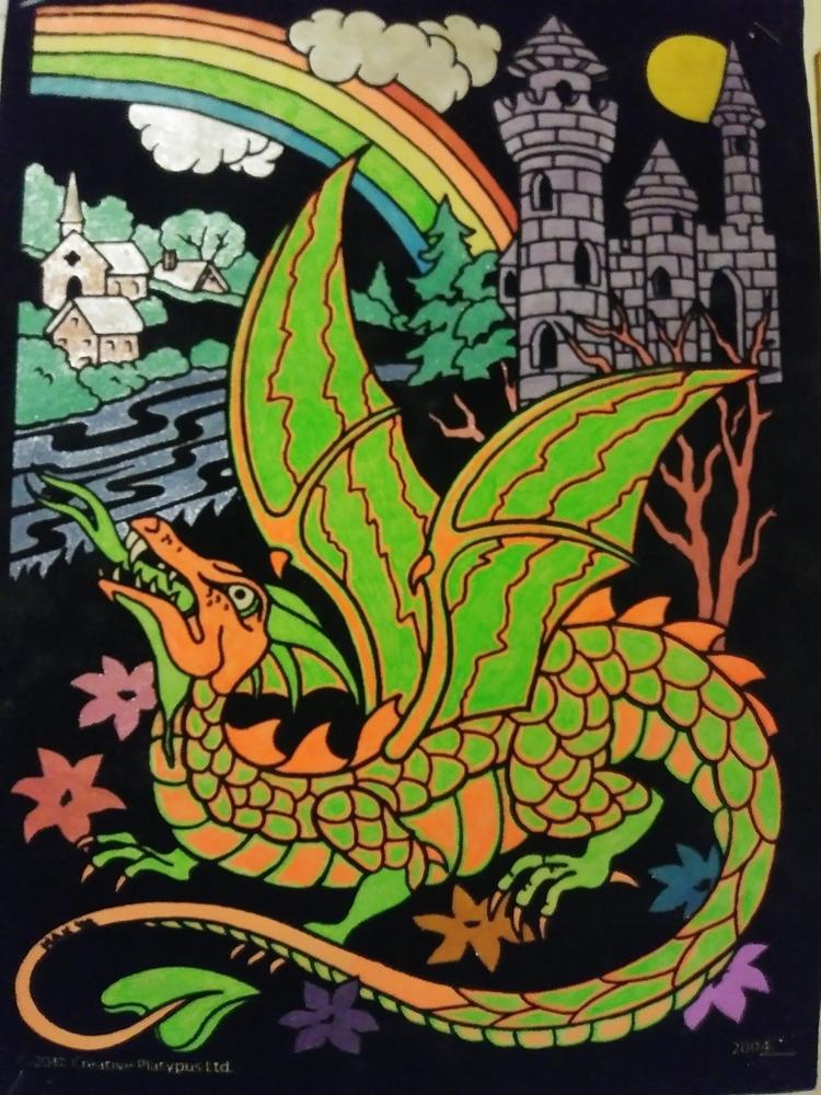 Dragon Castle Fuzzy Coloring Poster - For Kids and Adults - Stuff2Color