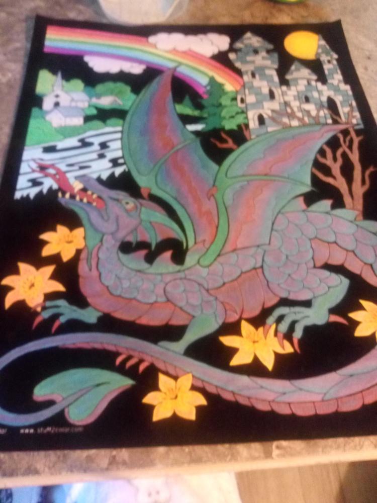 Dragon Castle Fuzzy Coloring Poster - For Kids and Adults