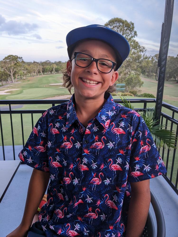 KIDS Flowers & Flamingo's Cool Tech Performance Golf Polo