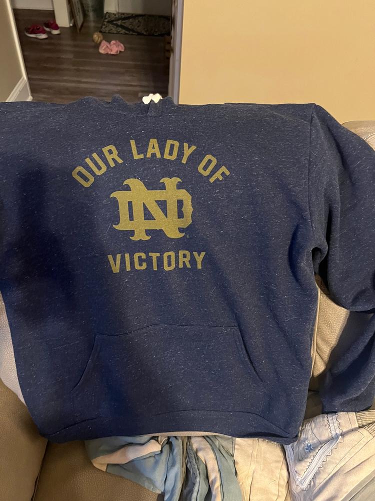 Vintage Notre Dame “Our Lady of Victory” Hoodie - Customer Photo From Zach