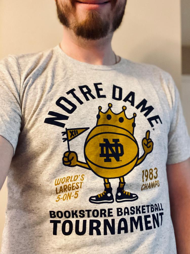 Retro Notre Dame Bookstore Basketball T-Shirt - Customer Photo From Mackin Bannon