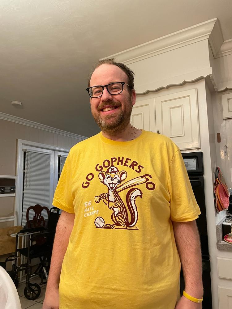 Minnesota “Go Gophers Go” Vintage Baseball T-Shirt - Customer Photo From TYLER Slade GILMER